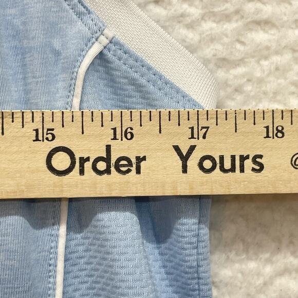 Peter Millar Polo Shirt Womens Small Blue White Sleeveless Golf UPF 50 Half Zip - Picture 10 of 12